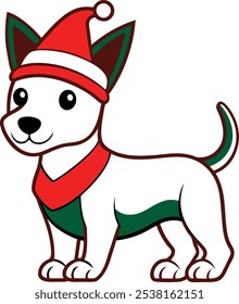 vector line art of a christmas baby dog