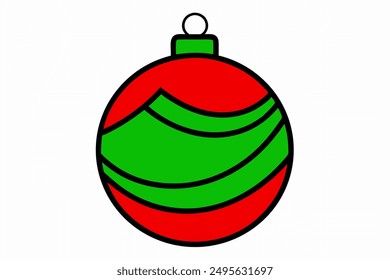 Vector Line Art Christmas Ball in White Background