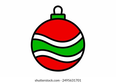 Vector Line Art Christmas Ball in White Background