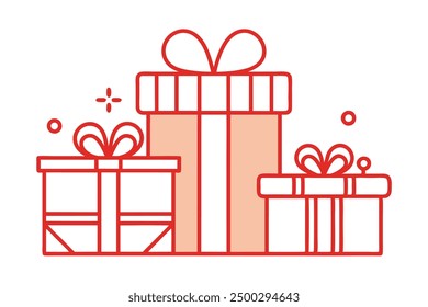 Vector Line Art of Christmas Gifts Cute Animal Clip art and Funny Cartoon Icons