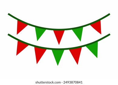 Vector Line Art Christmas Pennant Flags - Festive Holiday Banner Illustration