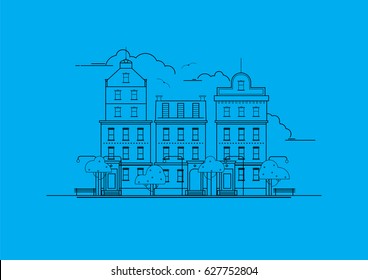 Vector Line art of city landscape