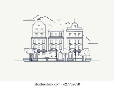 Vector Line art of city landscape