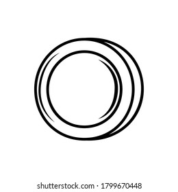 Vector line art coconut icon. Isolated nut silhouette in cartoon style. Fruit pictogram for coloring