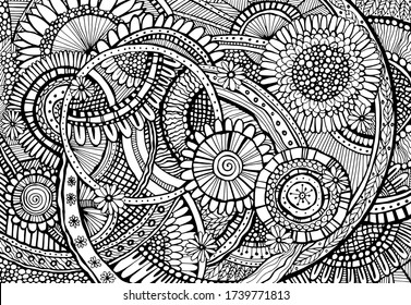 Line Art Abstract Zentangleinspired Design Background Stock Vector ...