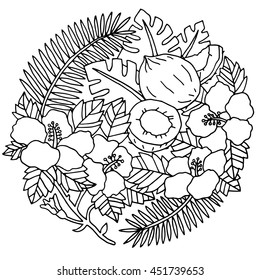 Vector line art for coloring - Tropical style