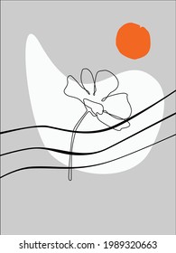 A vector of line art cosmos flower with dynamic abstract design elements, fit for background, wallpaper, display or decoration.