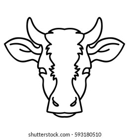 Vector line art cow face farm animal icon