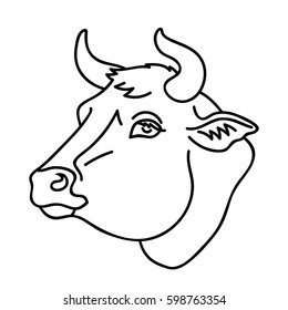 Vector line art cow face farm animal icon