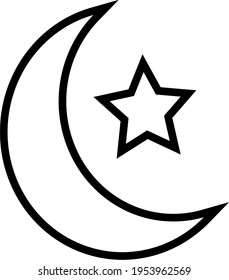 Vektorgrafik Crescent Mond und Stern, Symbol flach