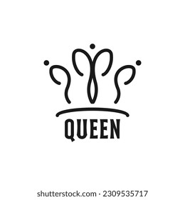 Vector Line Art Crown for Queen King Princess Royal luxury elegant logo design