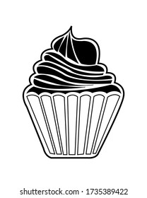 Atractivo de arte de la línea de vectores. Dulce logo. Logo de la panadería. Símbolo de pastel.