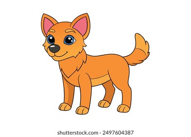 Arte de la línea de Vector Ilustración de perro lindo Dibujos animados divertidos Clip animal arte sobre fondo blanco
