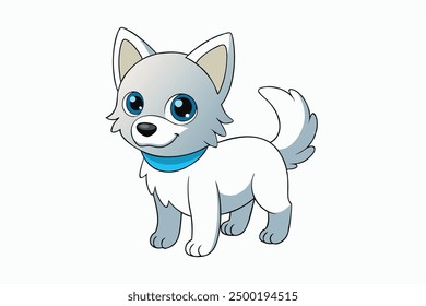 Vector Line Art Cute Dog Illustration Funny Cartoon Animal Clip art on White Background