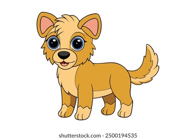 Vector Line Art Cute Dog Illustration Funny Cartoon Animal Clip art on White Background