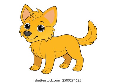 Vector Line Art Cute Dog Illustration Funny Cartoon Animal Clip art on White Background