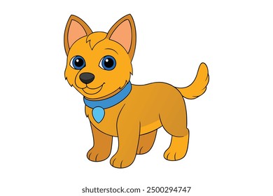 Vector Line Art Cute Dog Illustration Funny Cartoon Animal Clip art on White Background