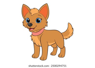 Vector Line Art Cute Dog Illustration Funny Cartoon Animal Clip art on White Background