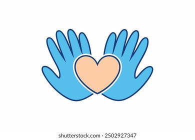 Vector Line Art of Cute Hand Raised on White Background Vector Illustration, Logo Icon, Clipart
