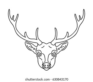 Vector Line Art Deer Face Icon Stock Vector (Royalty Free) 630843170 ...