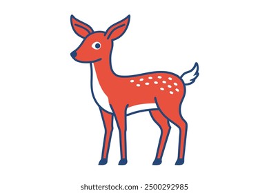 Vector Line Art of Deer on White Background Vector Illustration and Logo Icon Clipart