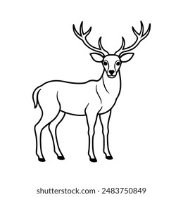 vector line art deer silhouette vector