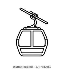 Vector line art depicting a modern cable car gondola, symbolizing upward mobility and efficient transit. Clean linework with ample copy space, ideal for travel, urban planning, or technology concepts.