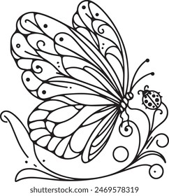 Vector Line Art. Line Art Design. Mariposa. Arte de la línea del perro. Arte del sol. Sketch. Dibujo.