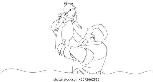 vector line art design of a father and his daughter