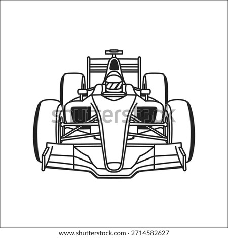 Vector line art design of a formula one car front view
