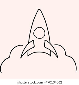 Vector line art Doodle cartoon web icon. Rocket
