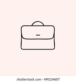 Vector line art Doodle cartoon web icon. Briefcase