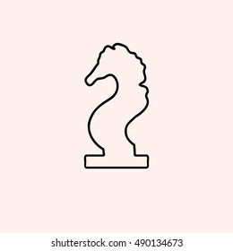 Vector line art Doodle cartoon web icon. Chess horse