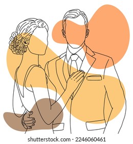 Vector line art doodle couple pose 2