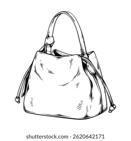 vector line art drawing illustration of a handbags