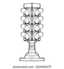 vector line art drawing illustration of a traffic light