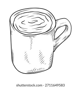 Ilustración de dibujo de arte de línea de Vector de una taza de vidrio