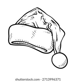 vector line art drawing illustration of a christmas hat