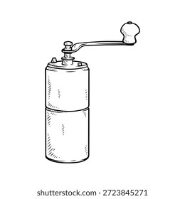 ilustração de desenho de arte de linha de vetor de um vintage moedor de café manual
