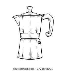 vector line art drawing illustration of a moka pot