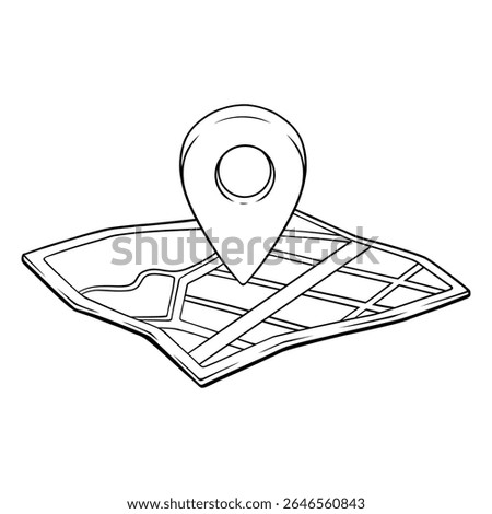 vector line art drawing illustration of a map location pointer