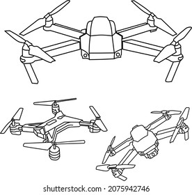 vector line art drone set.