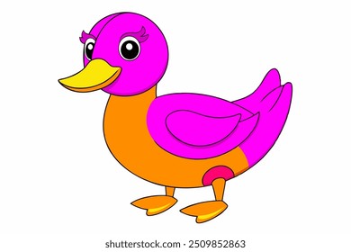 Arte de línea de Vector de un pato sobre fondo blanco. Clipart de iconos de Vector de Ilustración vectorial de pato