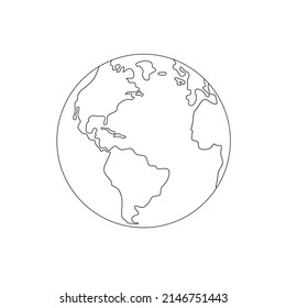 Vector line art of earth to commemorate earth day