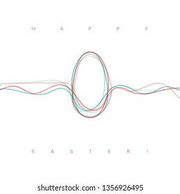 Vector Line art Easter Card. Square Format. EPS 10.