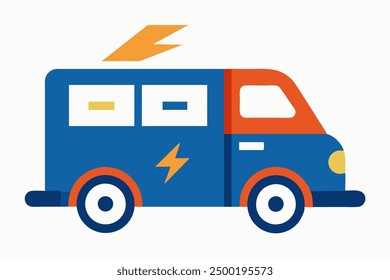 Vector Line Art of Electric Charge Caddy on White Background Vector Illustration, Logo Icon, Clipart