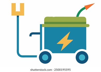 Vector Line Art of Electric Charge Caddy on White Background Vector Illustration, Logo Icon, Clipart