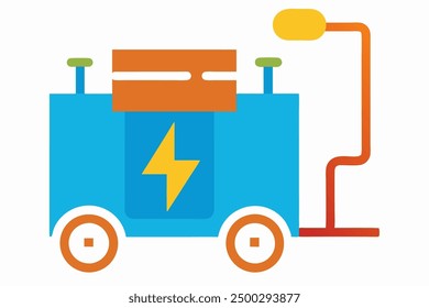 Vector Line Art of Electric Charge Caddy on White Background Vector Illustration, Logo Icon, Clipart