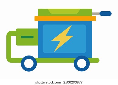 Vector Line Art of Electric Charge Caddy on White Background Vector Illustration, Logo Icon, Clipart