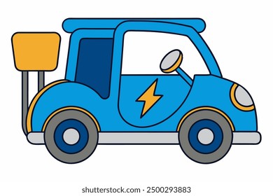 Vector Line Art of Electric Charge Caddy on White Background Vector Illustration, Logo Icon, Clipart